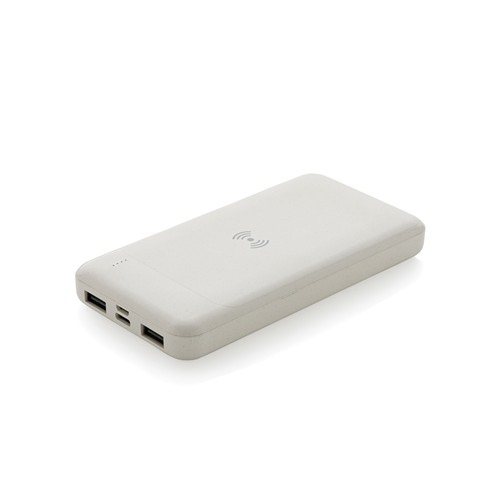 white Powerbank inalámbrico de plástico reciclado estándar RCS