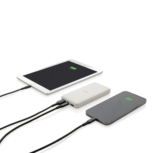 white Powerbank inalámbrico de plástico reciclado estándar RCS