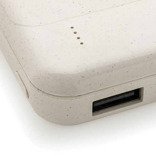 white Powerbank inalámbrico de plástico reciclado estándar RCS