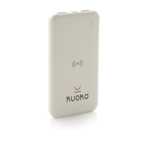 white Powerbank inalámbrico de plástico reciclado estándar RCS
