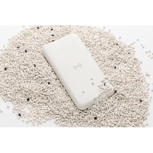 white Powerbank inalámbrico de plástico reciclado estándar RCS
