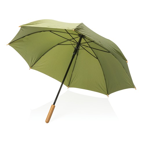 green Paraguas automático RPET 190T de bambú Impact AWARE ™