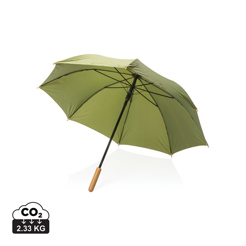 green Paraguas automático RPET 190T de bambú Impact AWARE ™