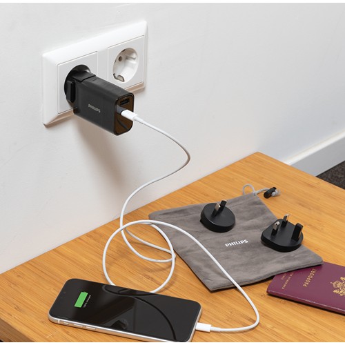 Chargeur USB de Voyage Philips, USB 30W Ultra Rapide - 7