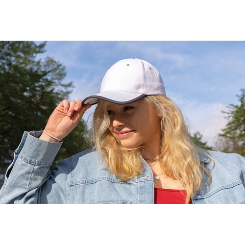 white Gorra de 6 paneles de algodón cepillado 280gr Impact AWARE ™