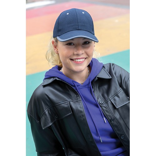 azul marino Gorra de 6 paneles de algodón cepillado 280gr Impact AWARE ™