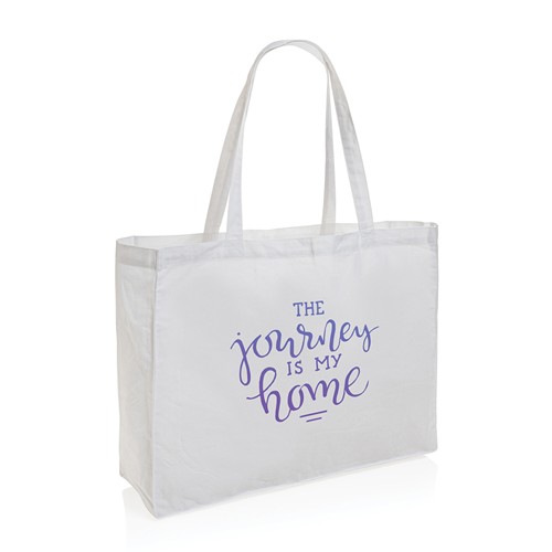 white Bolsa de compra de algodón reciclado 145gr Impact AWARE™