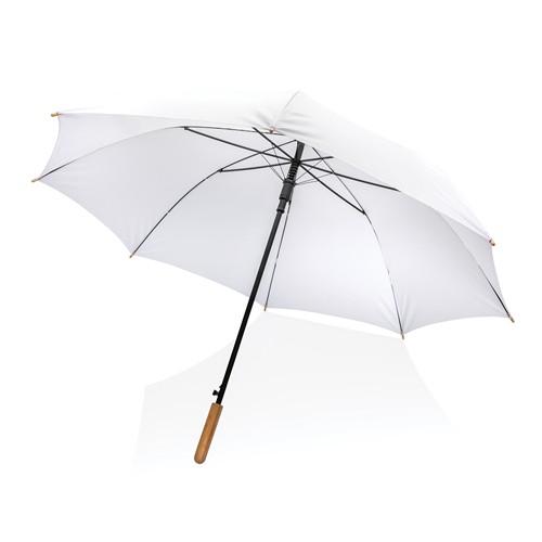 white Paraguas automático RPET 190T de bambú Impact AWARE ™