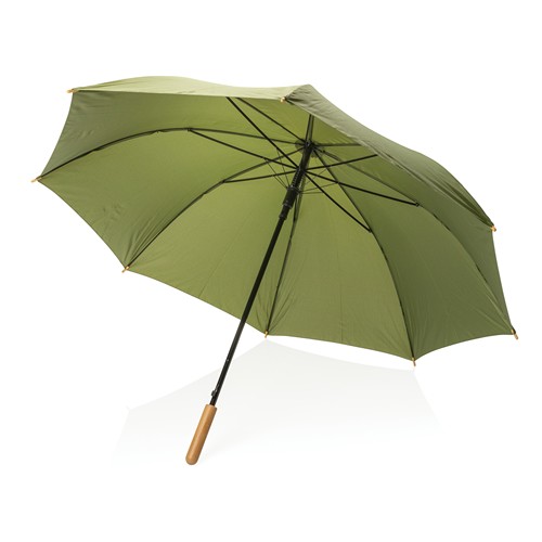 green Paraguas automático RPET 190T de bambú Impact AWARE ™