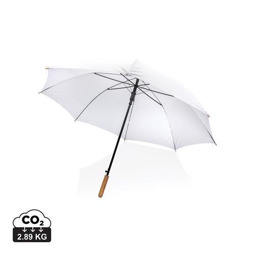 white Paraguas automático RPET 190T de bambú Impact AWARE ™