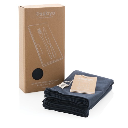azul marino Set de 4 servilletas de mesa Ukiyo Aware ™ 180gr
