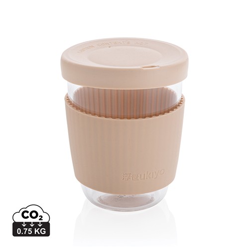 Vaso de borosilicato Ukiyo con tapa y funda de silicona
