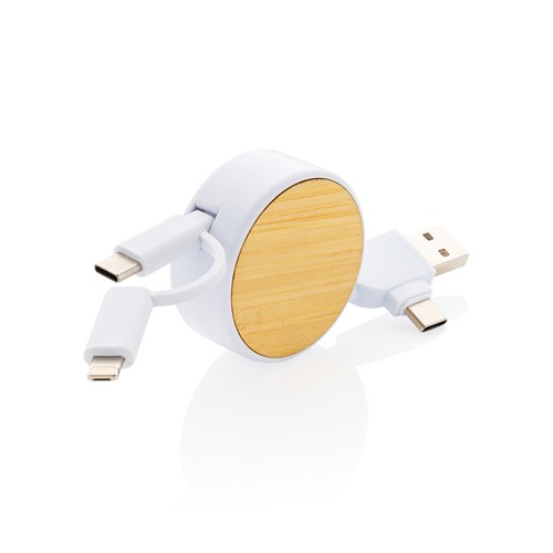 white Cable retráctil Ontario 6 en 1 de plástico reciclado RCS