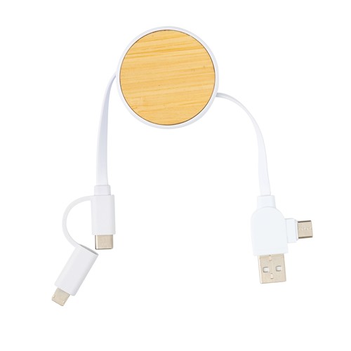 white Cable retráctil Ontario 6 en 1 de plástico reciclado RCS