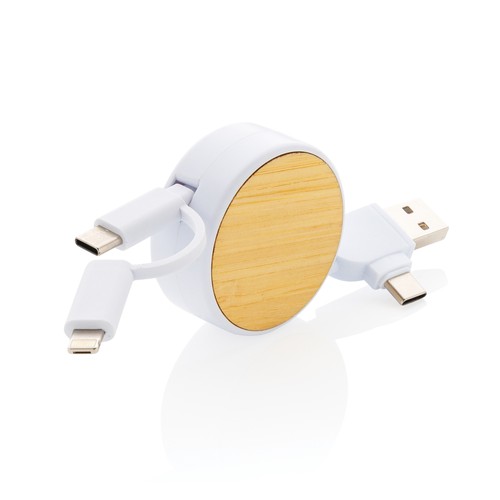 white Cable retráctil Ontario 6 en 1 de plástico reciclado RCS