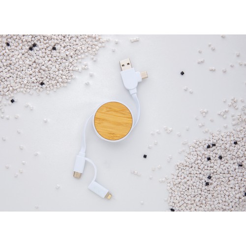 white Cable retráctil Ontario 6 en 1 de plástico reciclado RCS