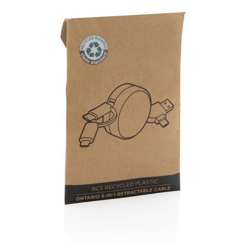 white Cable retráctil Ontario 6 en 1 de plástico reciclado RCS