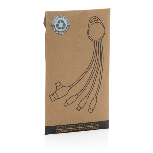 Cable redondo Ontario 6 en 1 de plástico reciclado RCS