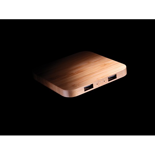 Chargeur sans fil 5W et USB en bambou thumbnail 8