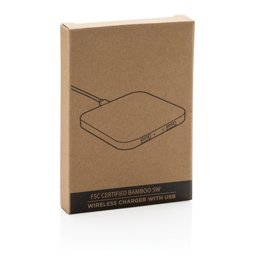 Chargeur sans fil 5W et USB en bambou thumbnail 9