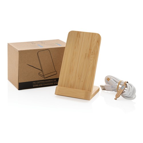 Support téléphone à induction 5W en bambou - 4