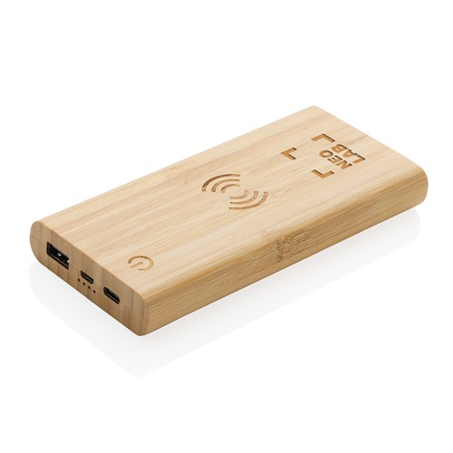 marrón Powerbank inalámbrico 5W de bambú 8.000 mAh