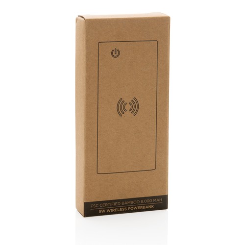 marrón Powerbank inalámbrico 5W de bambú 8.000 mAh