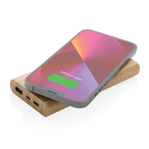 marrón Powerbank inalámbrico 5W de bambú 8.000 mAh
