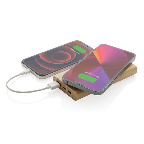 marrón Powerbank inalámbrico 5W de bambú 8.000 mAh