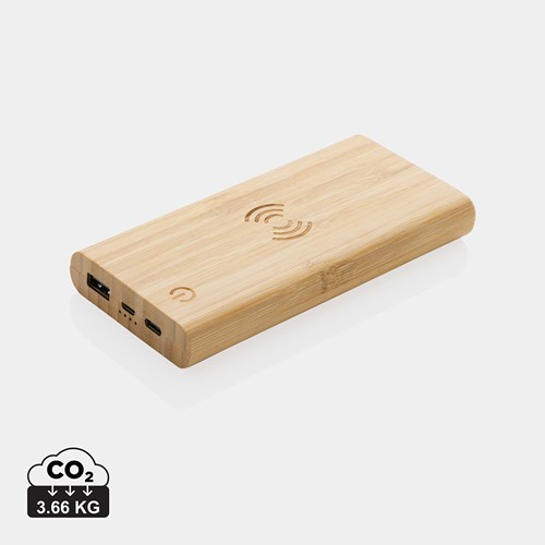 Powerbank 8000 mAh avec induction 5W en bambou - 1