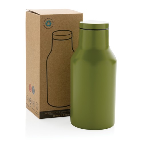 green Botella compacta de acero inoxidable reciclado RCS