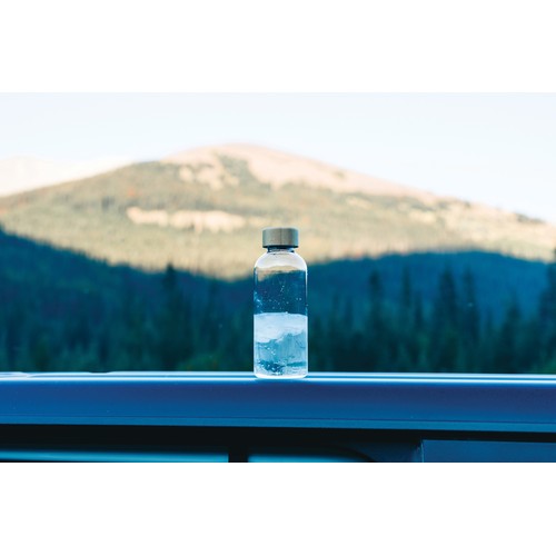 transparente Botella RCS RPET con tapa de bambú