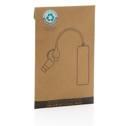 Puerto USB RCS de plástico reciclado con doble entrada