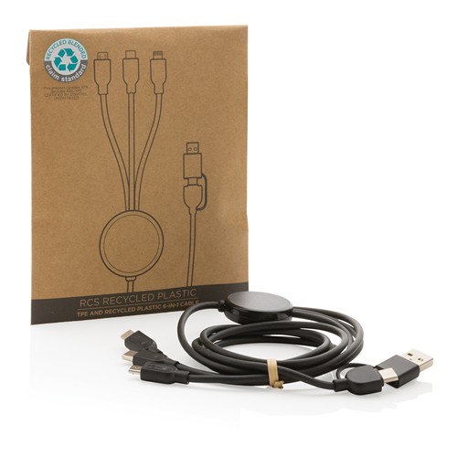 black Cable RCS 6 en 1 de TPE y plástico reciclado
