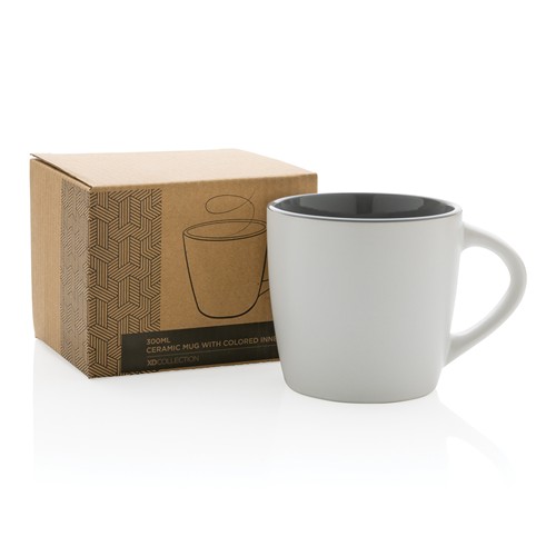 white Taza de cerámica con interior de color 300ml