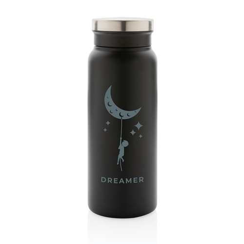 black Botella al vacío de acero inoxidable reciclado RCS 600 ml