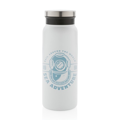 white Botella al vacío de acero inoxidable reciclado RCS 600 ml