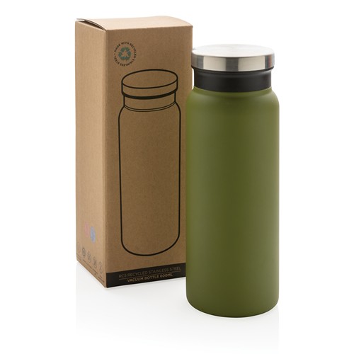 green Botella al vacío de acero inoxidable reciclado RCS 600 ml