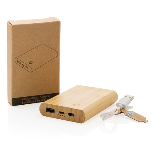 marrón Powerbank de bambú 5.000 mAh