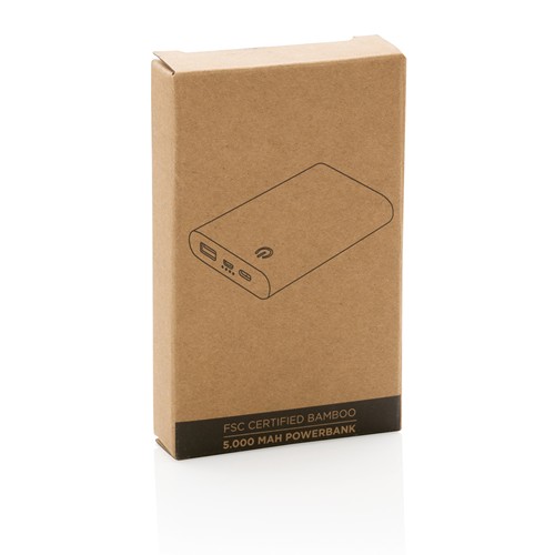 marrón Powerbank de bambú 5.000 mAh