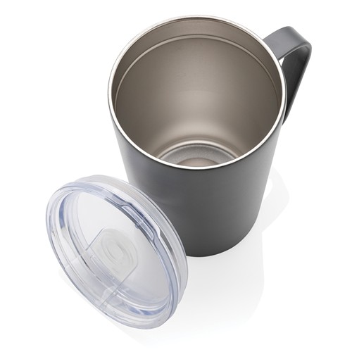 Tasse moderne en acier inoxydable recyclé RCS avec couvercle thumbnail 4