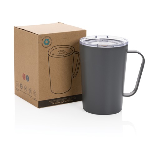 Tasse moderne en acier inoxydable recyclé RCS avec couvercle thumbnail 6
