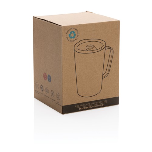 Tasse moderne en acier inoxydable recyclé RCS avec couvercle thumbnail 7