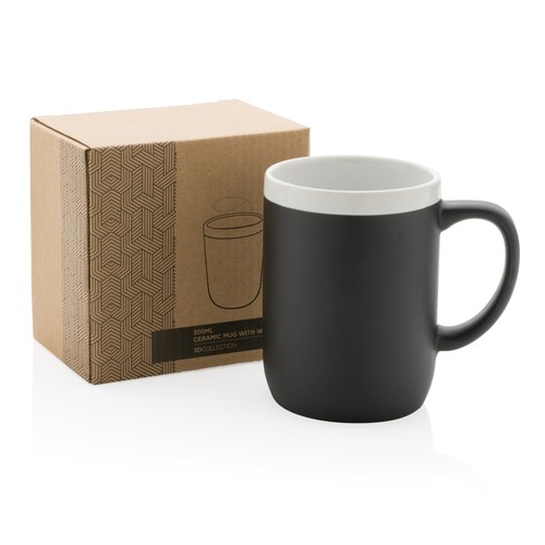 Taza de cerámica con borde blanco 300ml.