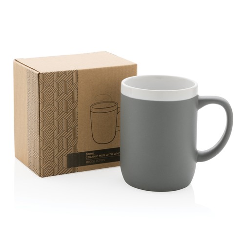 Taza de cerámica con borde blanco 300ml.