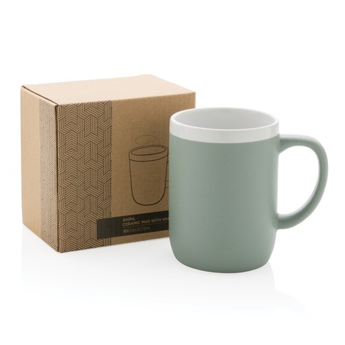 Taza de cerámica con borde blanco 300ml.