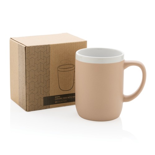 Taza de cerámica con borde blanco 300ml.