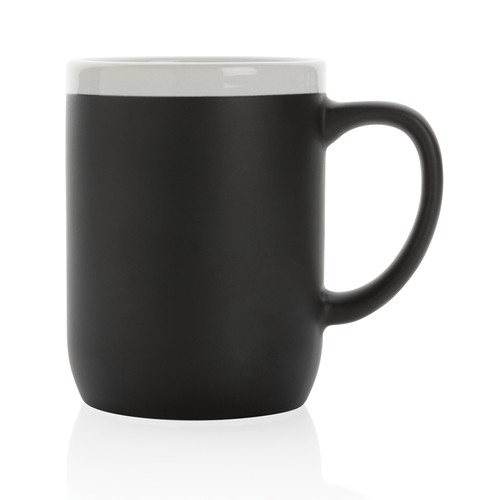 black Taza de cerámica con borde blanco 300ml.