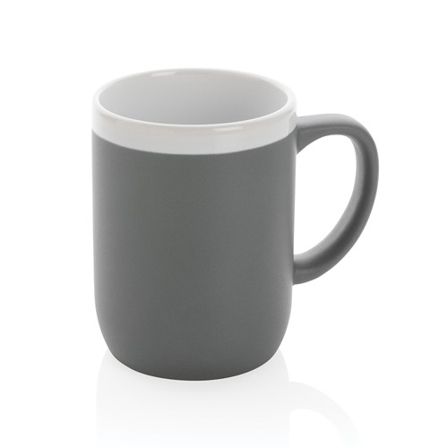 gray Taza de cerámica con borde blanco 300ml.