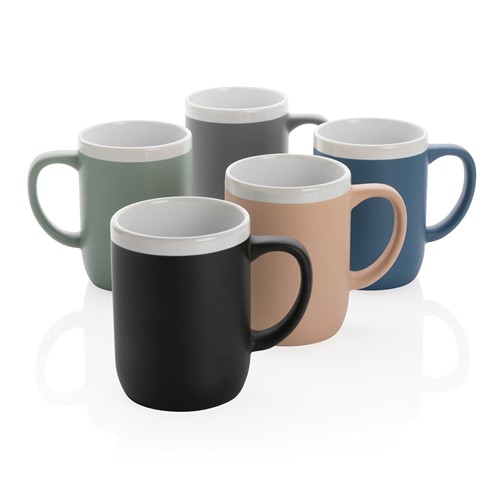 gray Taza de cerámica con borde blanco 300ml.